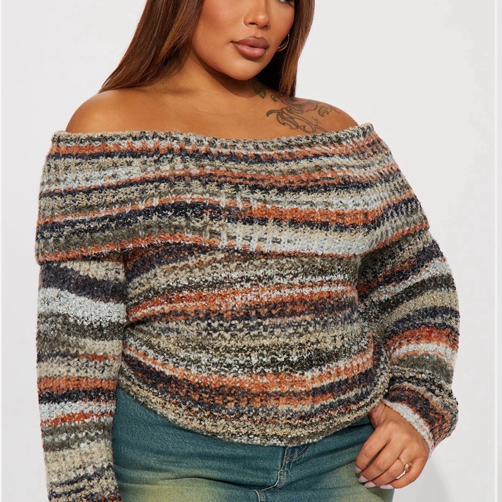 Fashion Nova Multicolor Off-Shoulder Sweater - Picture 4 of 4